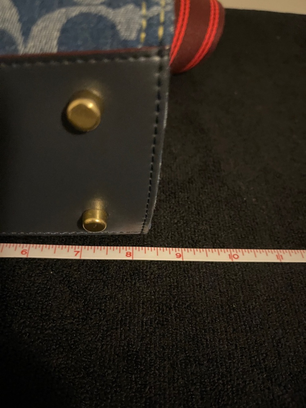NWOT...Coach Blue Signature Denim Satchel with Red Striped Strap - Picture 6 of 9